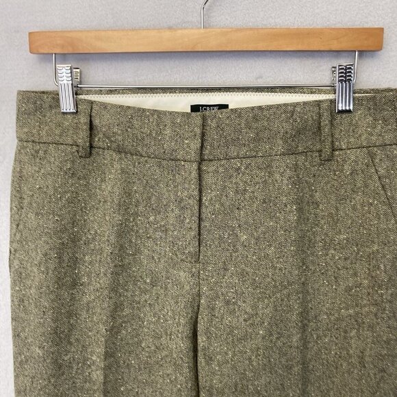 J Crew Favorite Fit Wool Dress Pants Womens 6 Green Office Tweed Trouser Vinage - Picture 10 of 15